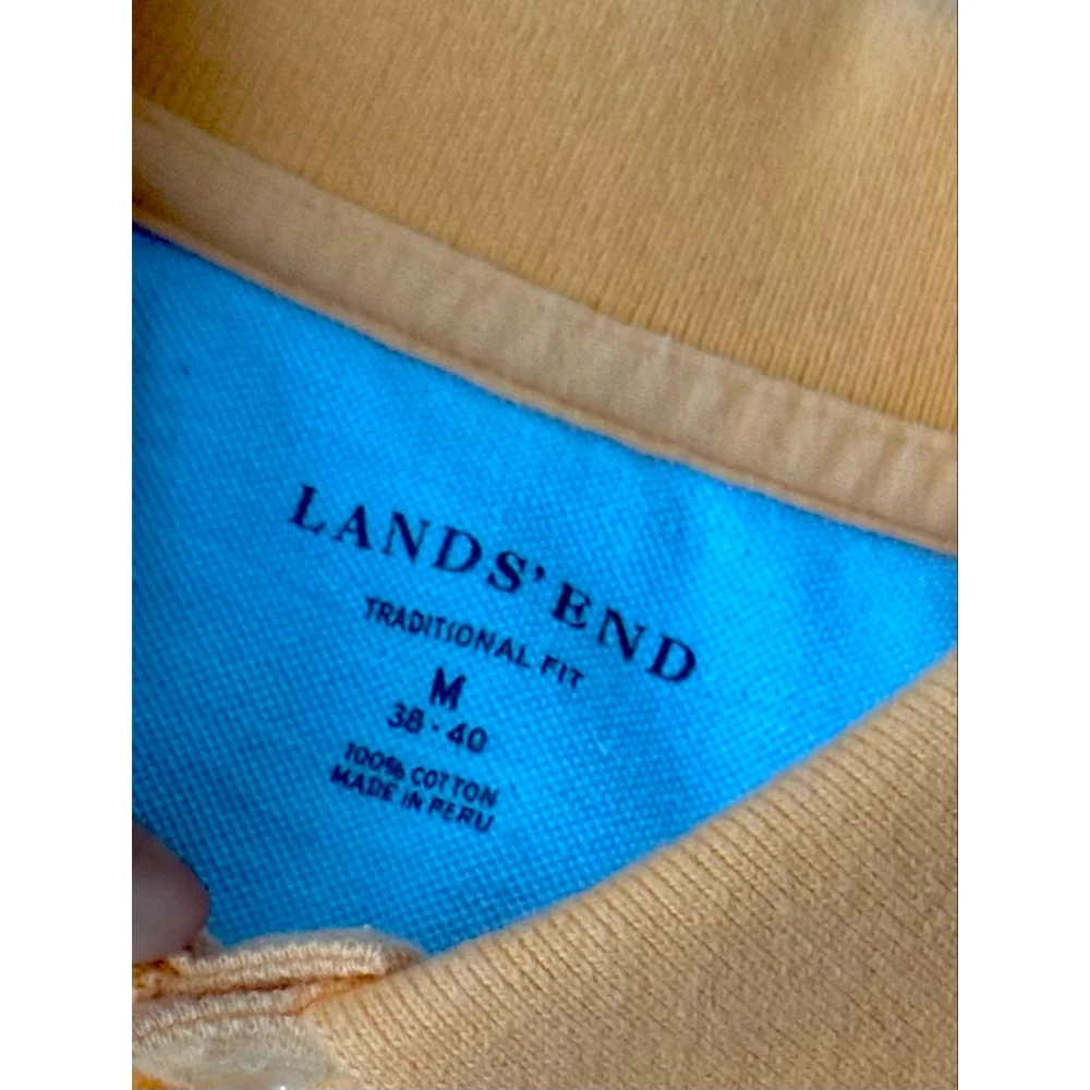 Lands End Traditional Fit Medium Peach Color Cotton Supima Polo Shirt w Pocket
